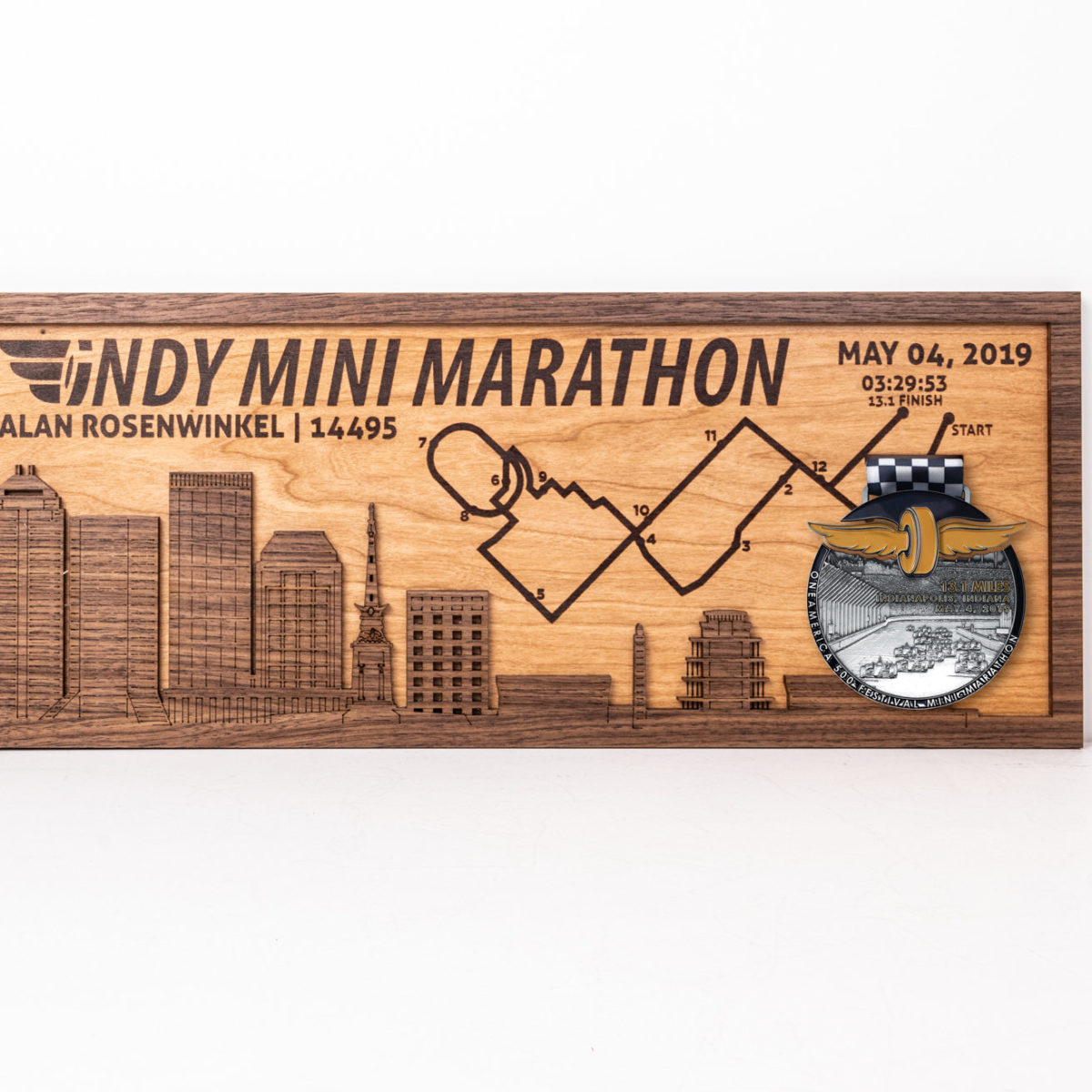 Indy Mini Marathon Medal Display Wooden Medal Holder Indianapolis Marathon  OneAmerica 500 Festival Marathon - Fathers's Day Running by TinkerMake